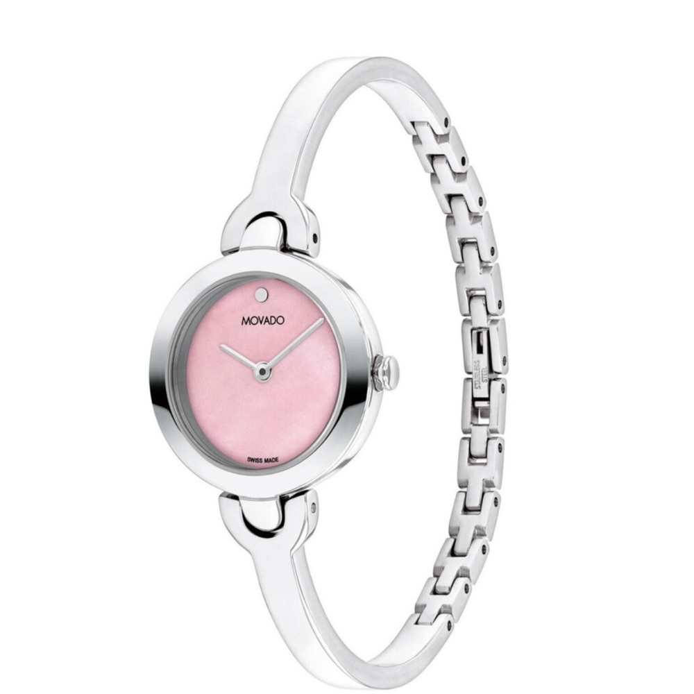 Movado Intrigue with Pink Dial Stainless Steel Bangle Watch - Picture 2 of 5